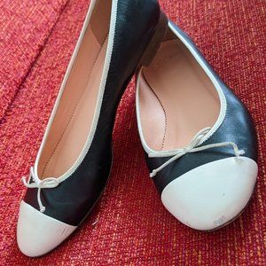 J. Crew Black and Cream White Ballet Flats Size 10